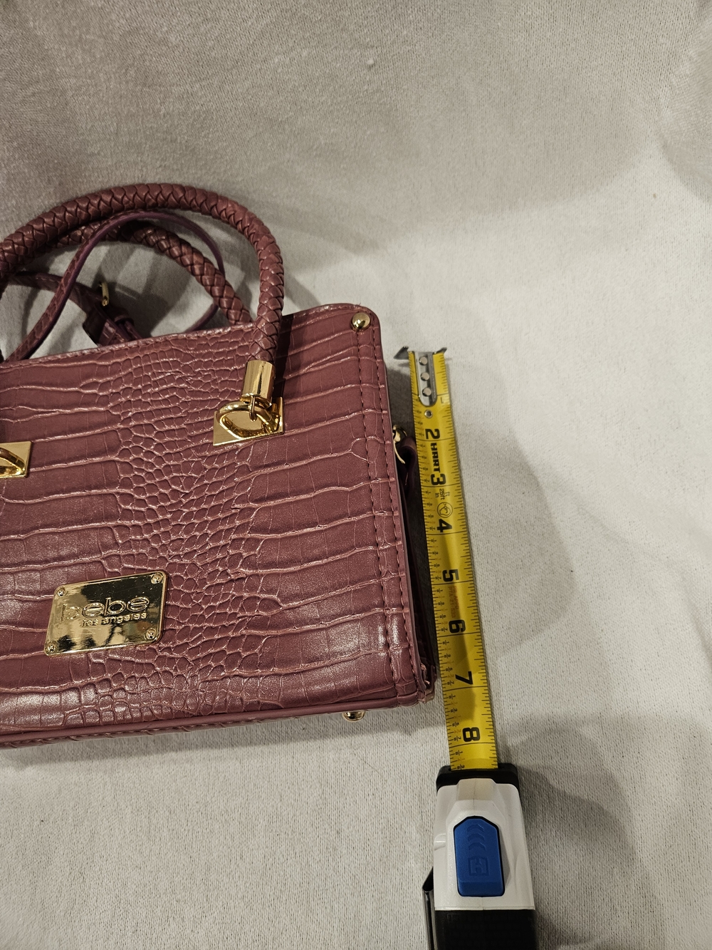 bebe Bella Croco  Satchel with Gold Hardware Purse Mauve Purple - Picture 10 of 11